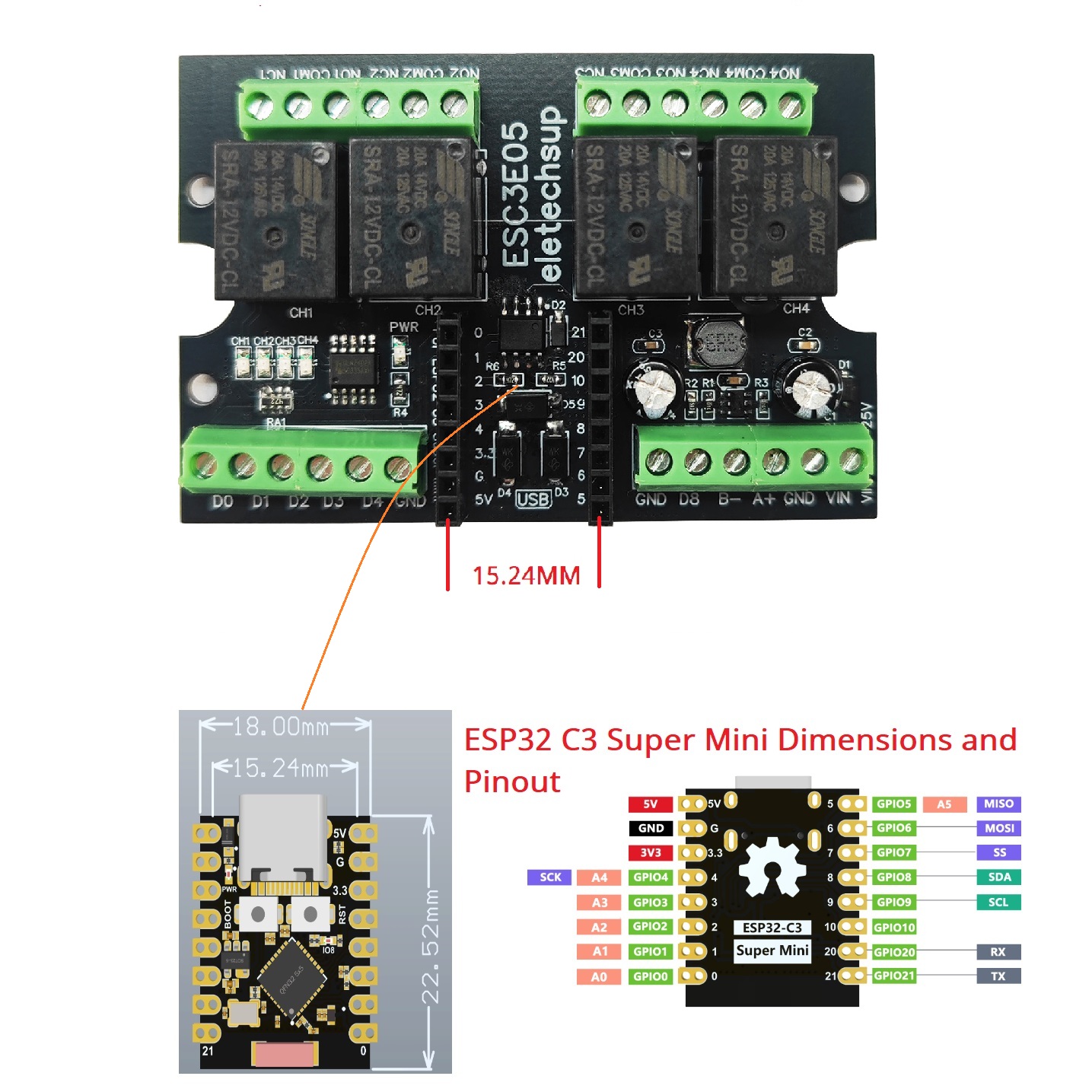 ESC3B04 ESP32-C3 Industrial Re - Espressif Esp32 评论和价格